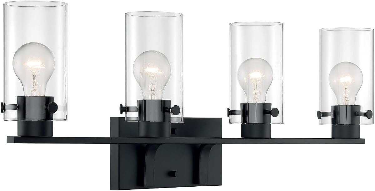Nuvo 60/7274 Sommerset 4-Light Vanity Fixture with Clear Glass - Matte Black Finish