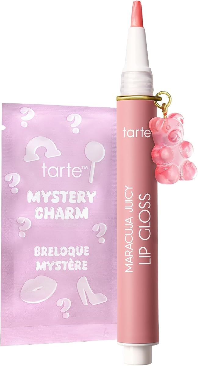 tarte maracuja juicy lip gloss – Peptide-Infused Hydrating Glossy Balm, 12HR Instant Moisture lipgloss, Includes Collectible Charm, Vegan & Cruelty-Free, full size, pink lemonade (soft pink)