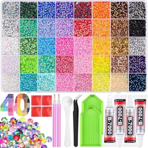 TINKRSTUFF 50000Pcs 3mm Jelly Rhinestones Bedazzling Kit