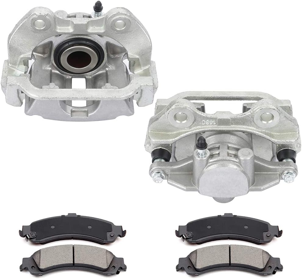 SCITOO Rear Left & Right Brake Kit [4] Brake Pads [2] Brake Disc Calipers w/Bracket Compatible With 2003-2005 for Chevrolet for Astro