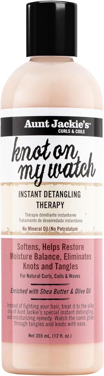 Aunt Jackie's Curls and Coils Knot On My Watch Instant Hair Detangling Therapy for Natural Curls, Coils and Waves, Enriched with Shea Butter, 12 oz