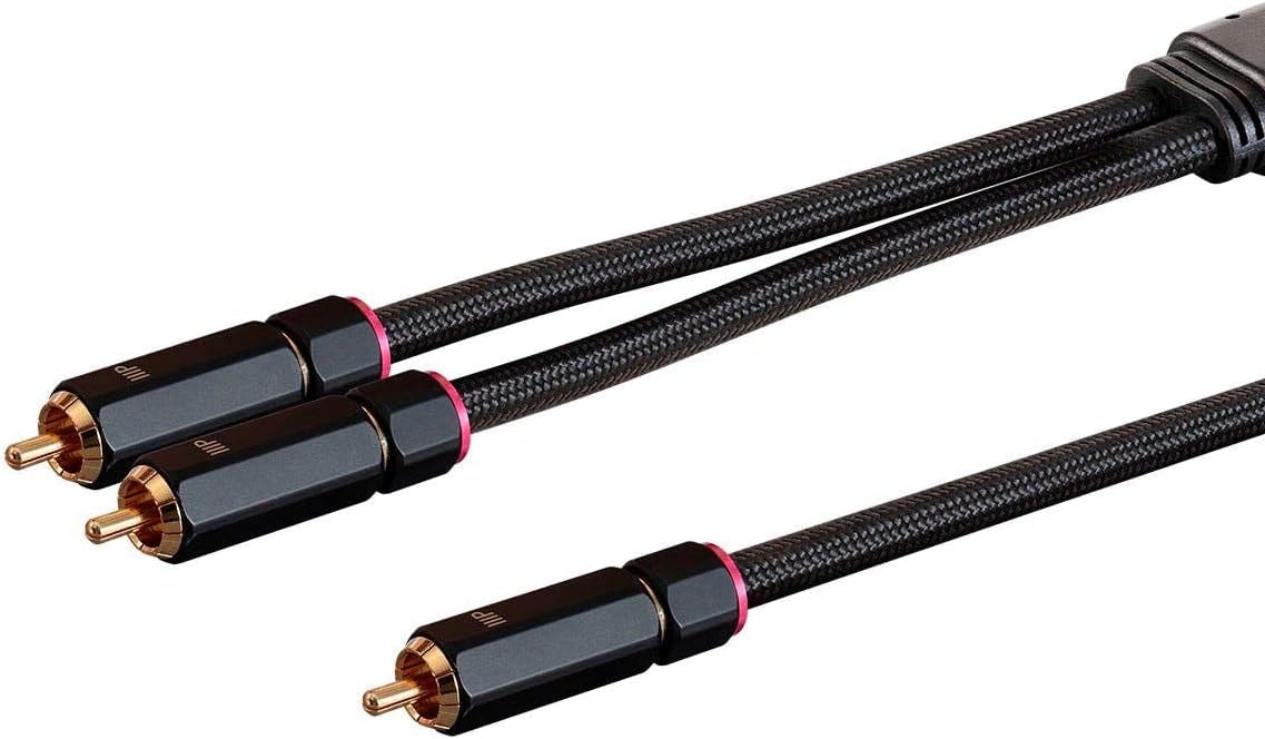 Monoprice - 138075 RCA to 2 RCA Pigtail Cable - 6 Feet - Black, M/Gold Plated Connectors, Double Shielded with Copper Braiding - Onix Series