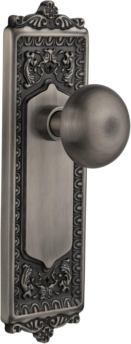 Nostalgic Warehouse Egg & Dart Plate with New York Knob, Single Dummy, Antique Pewter