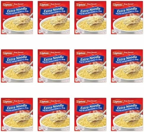 SOUP SECRETS Lipton Instant Soup Mix For a Warm Bowl of Soup Extra Noodle Soup Made With Real Chicken Broth Flavor 4.9 oz 2 ct, Pack of 12