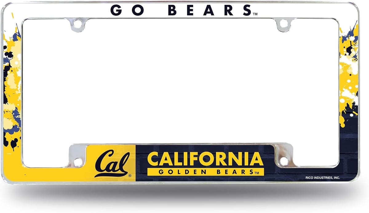 Rico Industries NCAA Cal Berkeley Golden Bears Primary 12" x 6" Chrome All Over Automotive License Plate Frame for Car/Truck/SUV