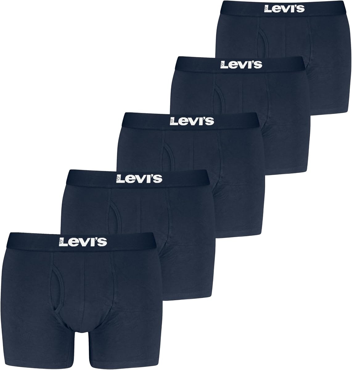 Levi's Men's 5-Pack Solid Basic Boxer Brief, Navy Combo, XX-Large