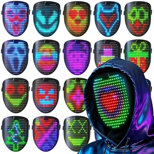 TOY Life LED Mask with Gesture Control– Rechargeable Light Up Halloween Musical Masks Costume for Adults & Kids, Glowing Transformable Cosplay Mask for Parties, Christmas, Concerts