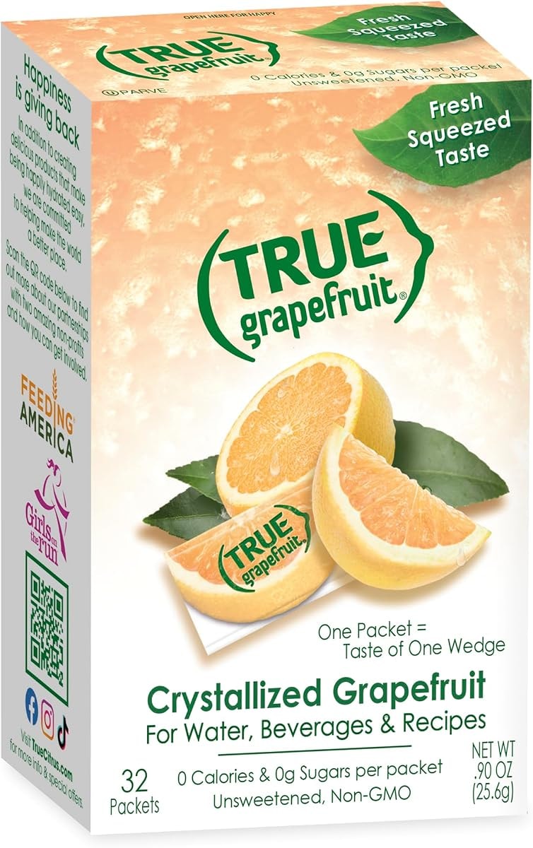 True Grapefruit 32ct (Pack of 1) - Water Enhancer - Bulk Dispenser - 0 Calorie Drink Mix Packets For Water - Sugar Free Grapefruit Flavoring Powder Packets