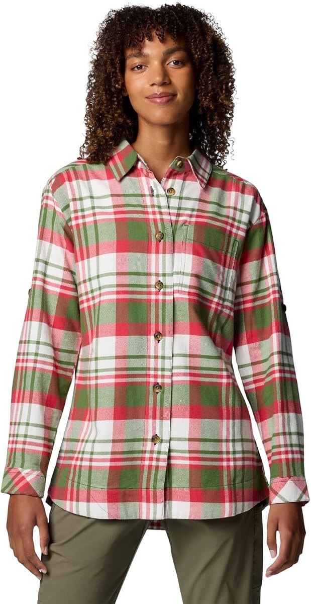 Columbia Women's Holly Hideaway Flannel Shirt, Canteen Multiplaid, Small