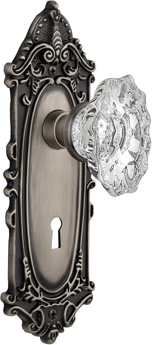 Nostalgic Warehouse Victorian Plate with Keyhole Chateau Knob, Mortise, Antique Pewter