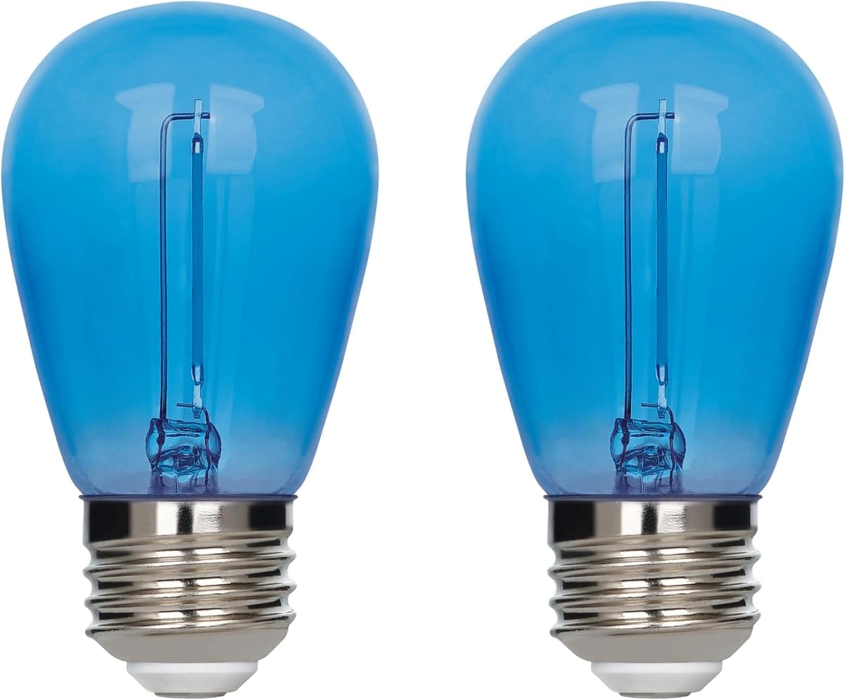 Westinghouse 2 Watt (40 Watt Equivalent) S14 Omni Filament Blue LED Light Bulb Medium (E26) Base (2)