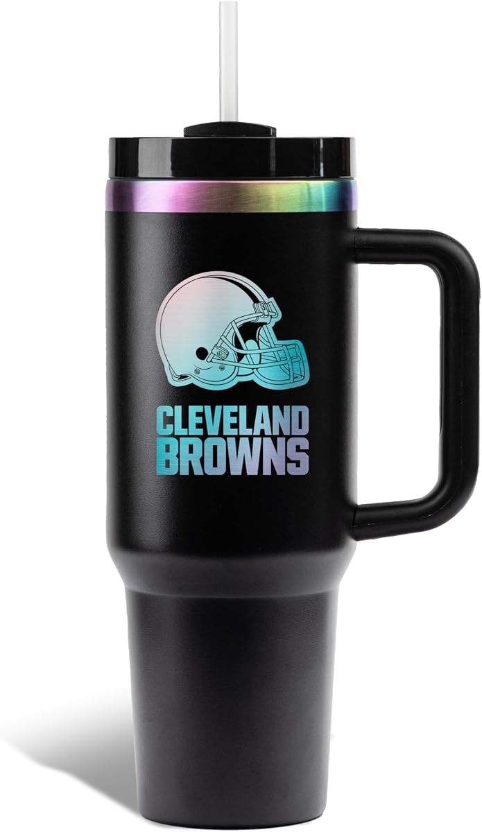 The Memory Company Officially Licensed NFL - Cleveland Browns 46oz Iridescent Tumbler with Handle