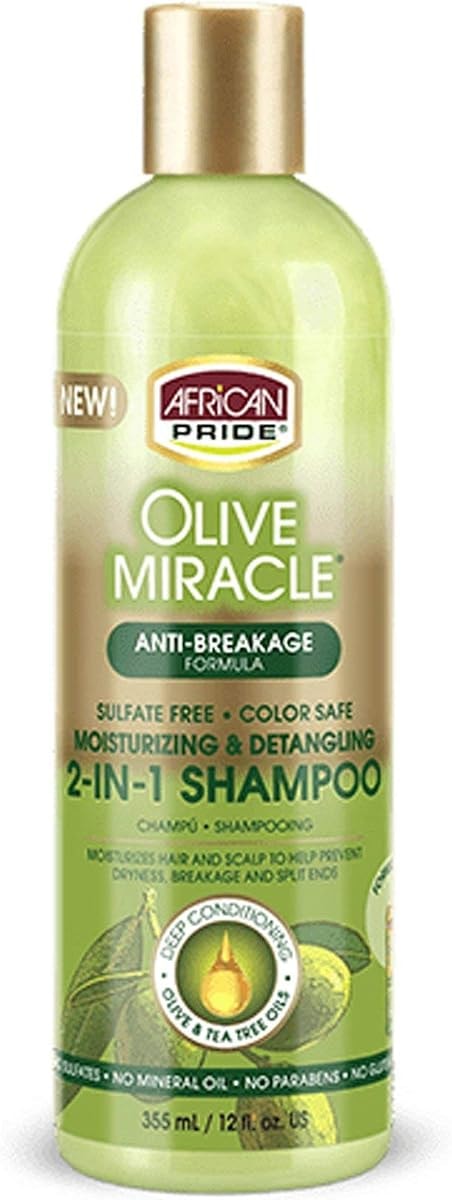 African Pride Olive Miracle 2-in-1 Shampoo and Conditioner, 12 fl oz (355 ml)
