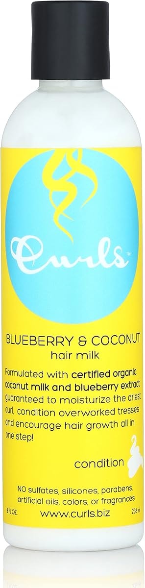 Curls Blueberry Bliss Blueberry & Coconut Hair Milk - 8 fl oz, Leave In Conditioner and Styler, Moisturizing & Nourishing, for Curly, Natural, and Coily Hair