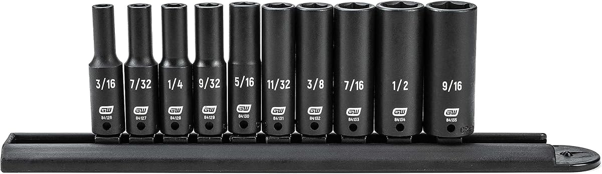 GEARWRENCH 1/4" Drive Deep Impact SAE Socket Set 10 Pc., 6 Point - 84908