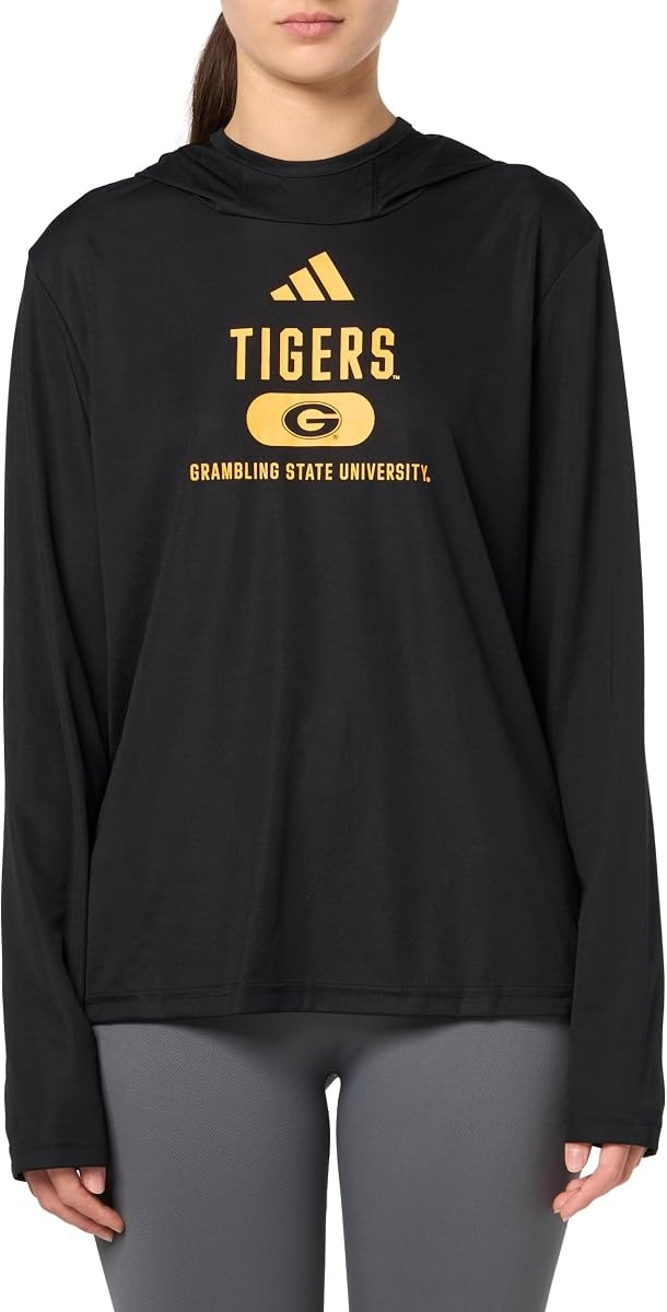 adidas Women's D4T Grambling State Universtiy Lightweight Hoodie, Black/Team Collegiate Gold/Grambling State Universtiy, Small