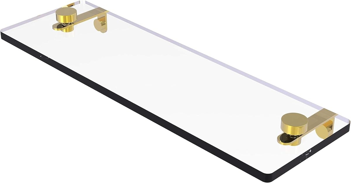 Allied Brass NS-1/16 16 Inch Vanity Beveled Edges Glass Shelf, Polished Brass