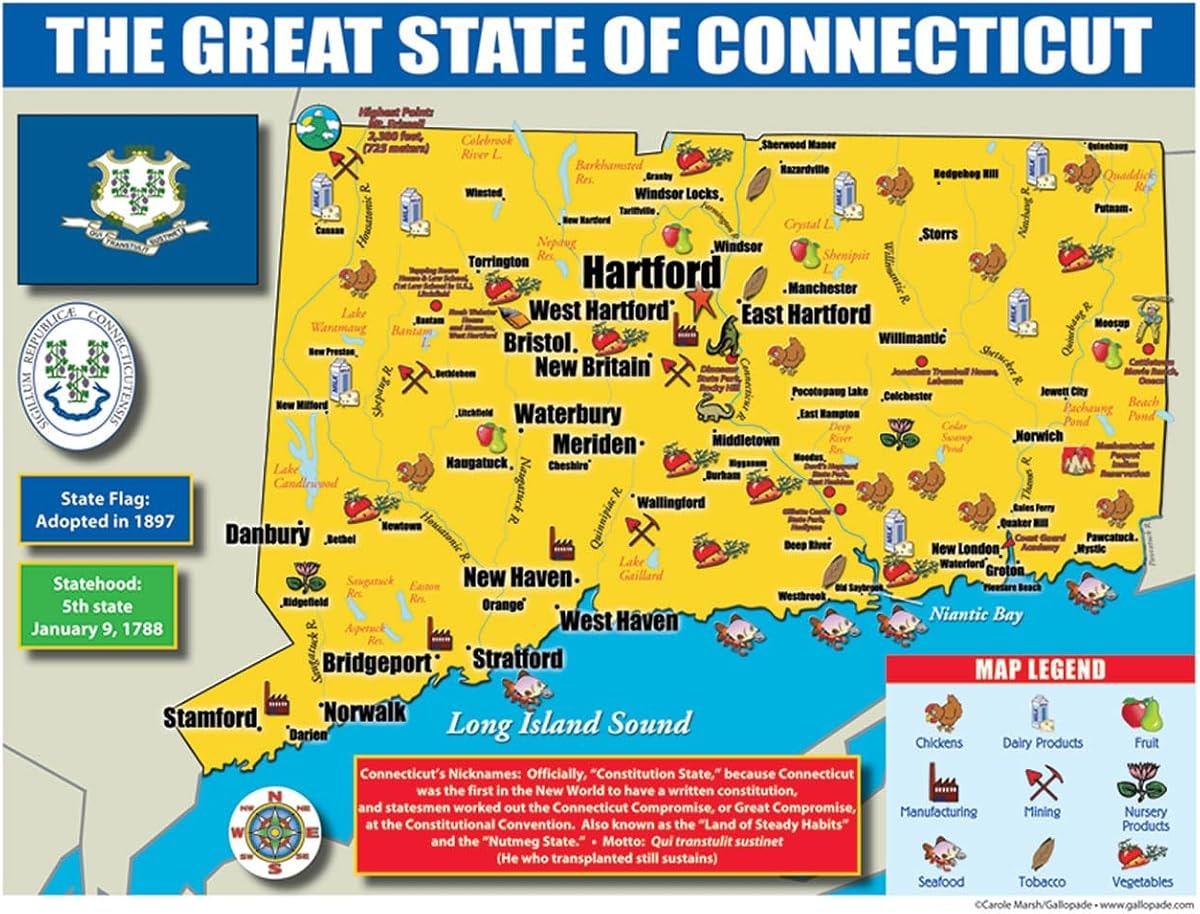 Gallopade Publishing Group Connecticut State Map for Students - Pack of 30 (9780635106346)