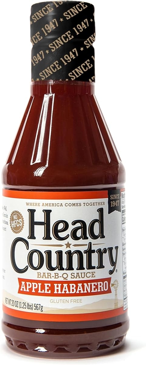 Head Country Apple Habanero BBQ Sauce | 20 Ounce Bottle | Sweet Apple & Spicy Habanero Championship Barbecue Sauce For Chicken, Pulled Pork & Ribs