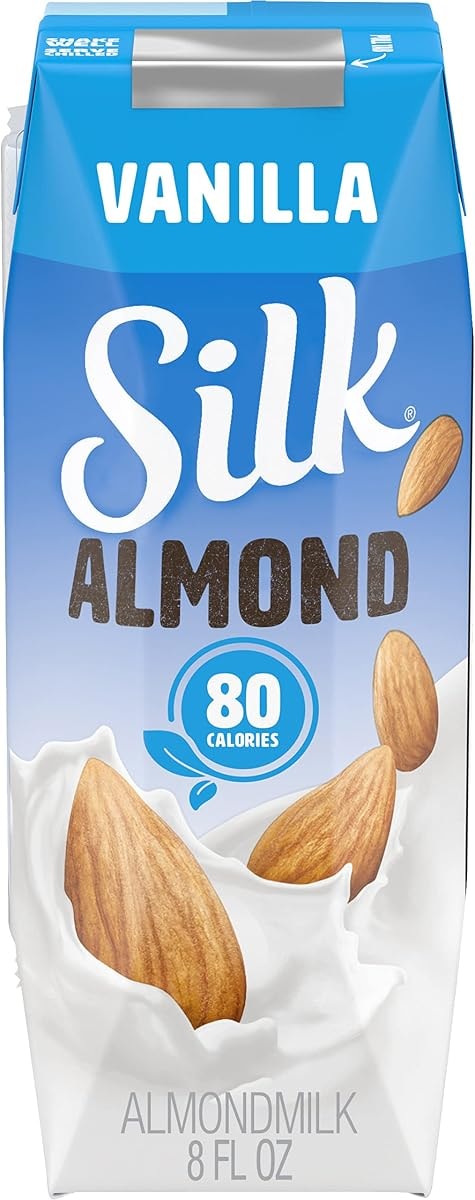 Silk Shelf-Stable Almond Milk Singles, Vanilla, Dairy-Free, Vegan, Non-GMO Project Verified, 8 Oz, (Pack of 18)