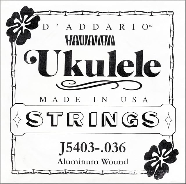 D'Addario J5403 Aluminum Wound Tenor Ukulele Single String, Third String, .036