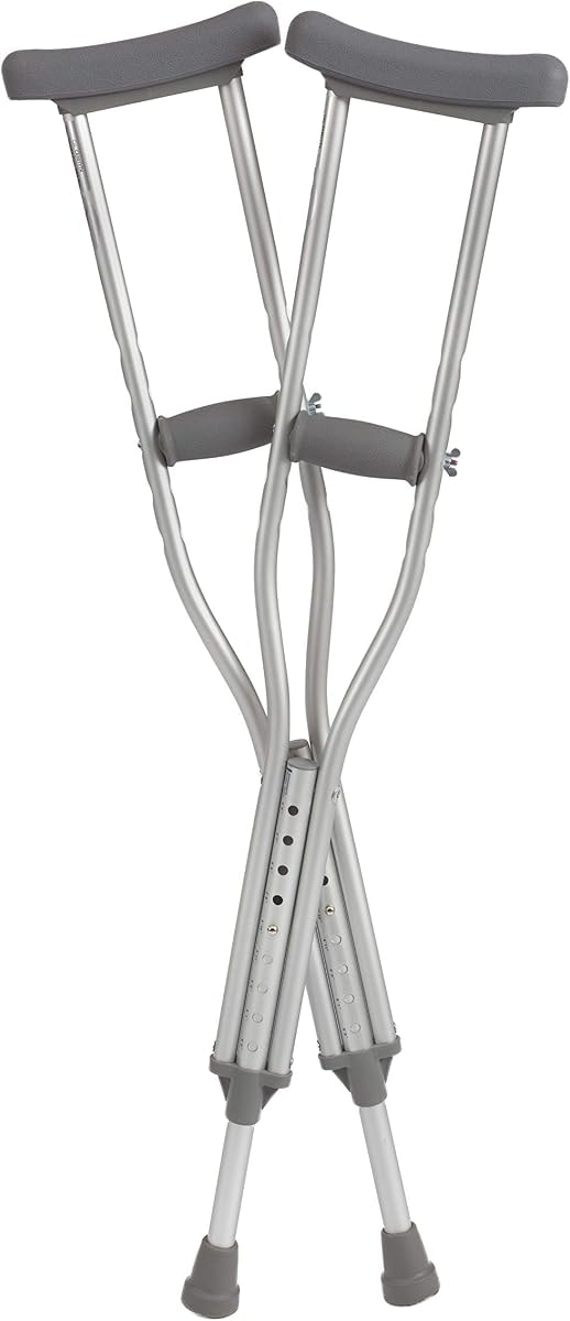 Cardinal Health CA901YTH Push Button Adjustable Aluminum Axillary Youth Crutches, 54-62IN, 300LB, Case of 8