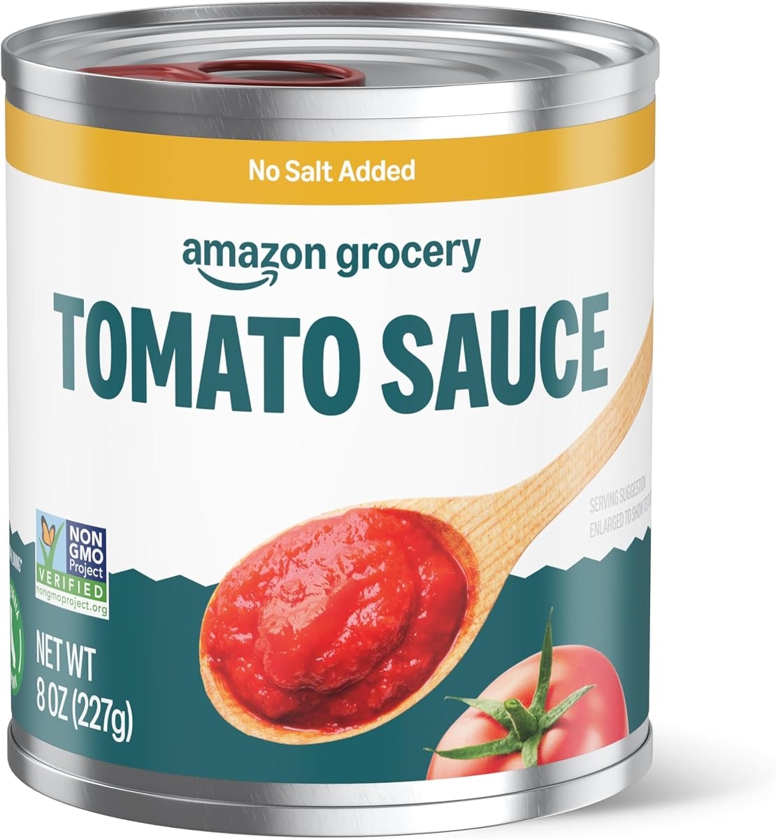 Amazon Fresh, Tomato Sauce, No Salt Added, 8 Oz (Previously Happy Belly, Packaging May Vary)