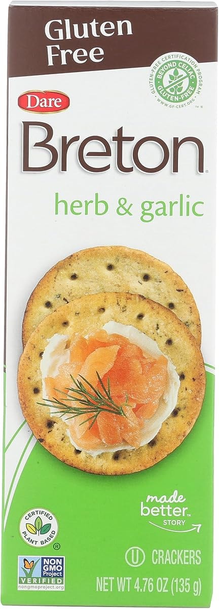 Dare Breton, Cracker Herb Garlic, 4.76 Ounce