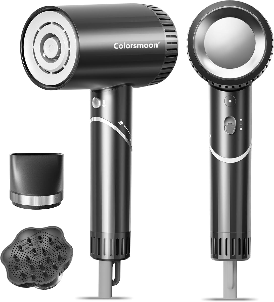 Hair Dryer, 100,000 RPM High-Speed Blow Dryers for Women & Men, Hair Dryers with Diffuser & Nozzle, Portable Hairdryer for Travel Home Use, Quiet & Fast-Drying, 500 Million Negative Ions, Heat-Control