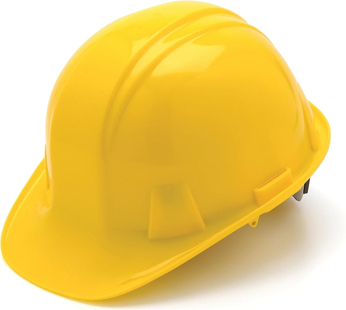 Pyramex Cap Style 4 Point Ratchet Suspension Hard Hat with Rain Trough - Comfortable Low Profile Design, Yellow