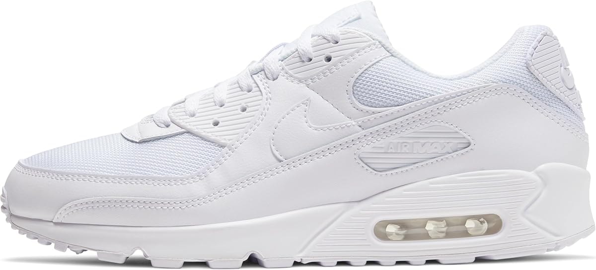 Nike Air Max 90, Men's Running Shoes, White White Wolf Grey, 10 US