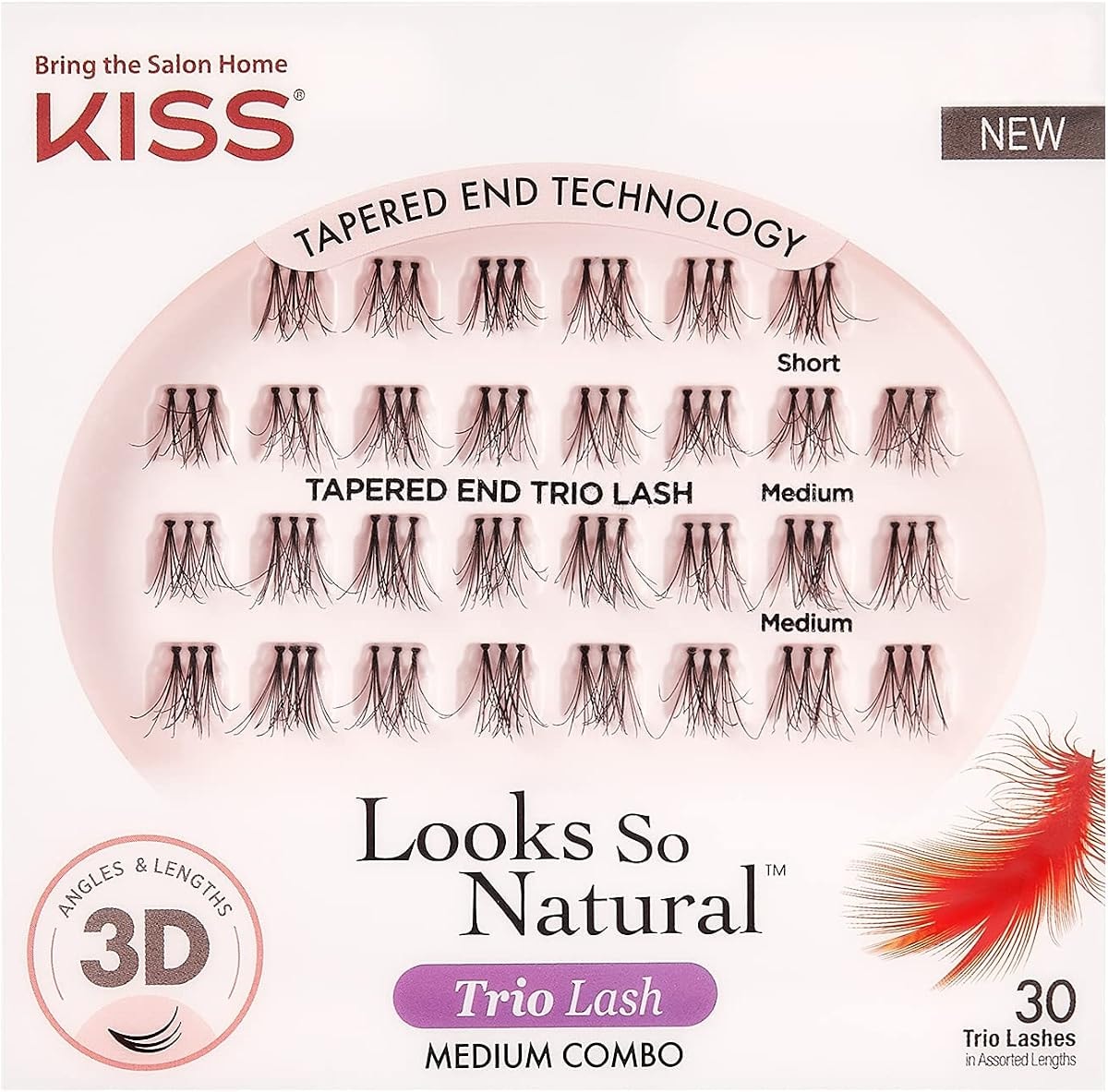 KISS Looks So Natural False Eyelashes Multipack, Lightweight & Comfortable, Tapered End Technology, Reusable, Cruelty-Free, Contact Lens Friendly, Style 'Moved', 30 Count (Pack of 1) Fake Eyelashes
