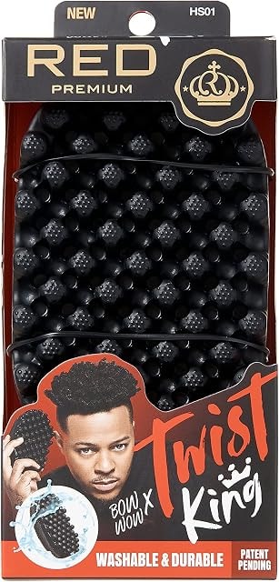 Red by Kiss Bowwow Twist King Premium Luxury Twist Styler Comb Brush, Durable Washable Alternative for Sponge for Barbers and Daily Use, Ideal for Afro, Curly, Coiled, 4C Hair