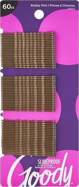 Goody SlideProof Bobby Pins, Brown, 60-count, Pack of 1