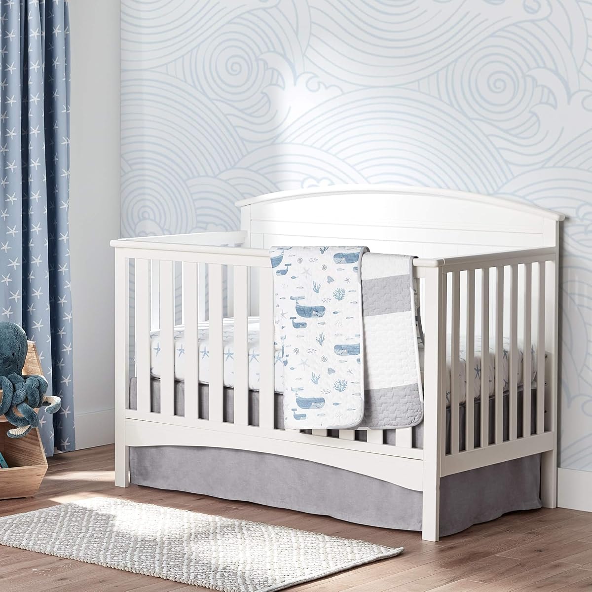 Lush Decor Baby Seaside Micro Mink 2 Pack Fitted Crib Sheet, Blue, 28" x 52" x 9"