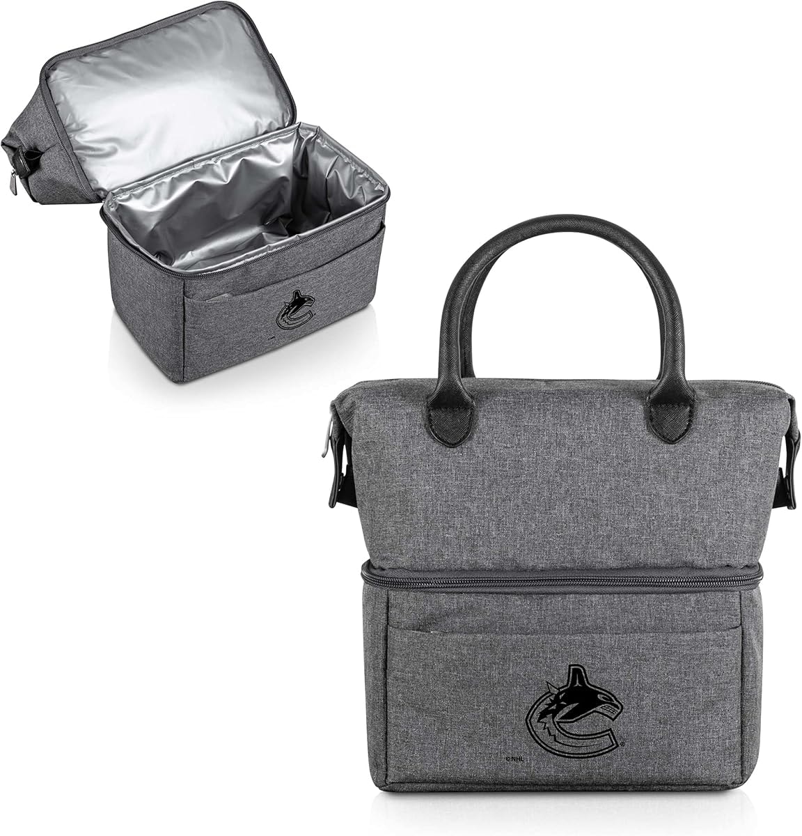 PICNIC TIME NHL Vancouver Canucks Urban Lunch Bag, Cooler Lunch Tote, Insulated Lunch Bag, (Gray with Black Accents)