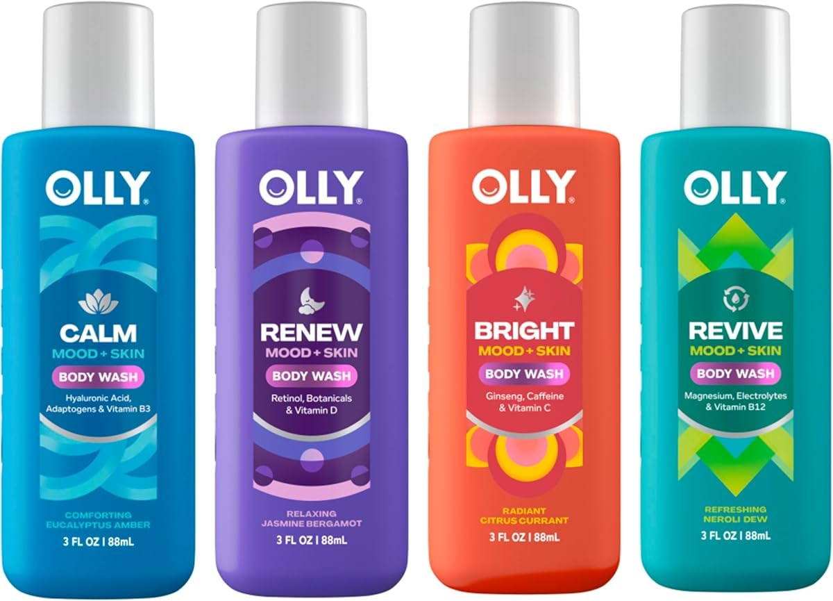 OLLY Body Wash Mixed Pack 4 Count to Restore Skin barrier & Hydrate skin 3 oz