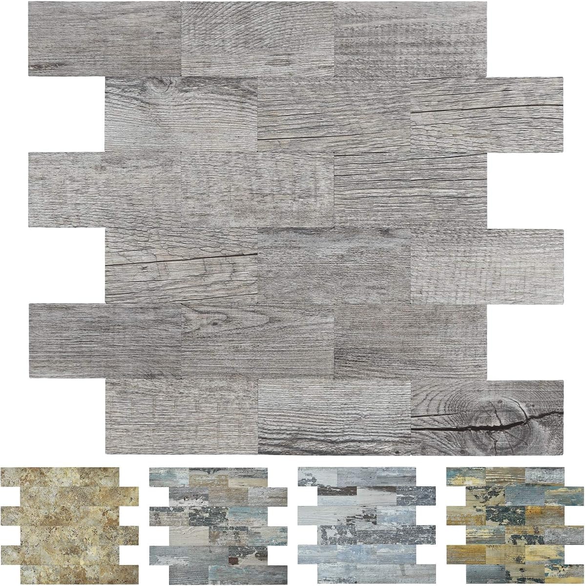 Art3d 10 Sheet (Pack of 10) Wall Panel Wood, Gray