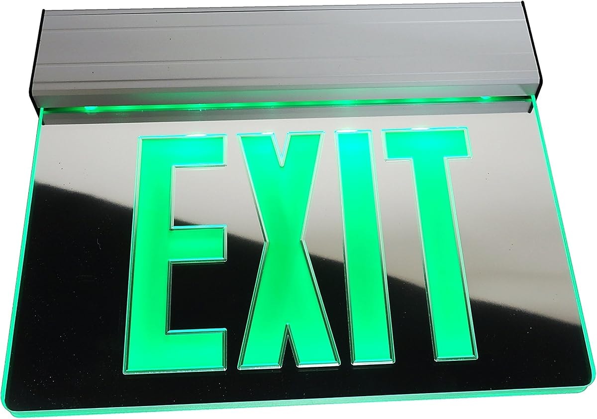 NICOR Lighting LED Emergency Exit Sign, Mirrored with Green Lettering (EXL2-10UNV-AL-MR-G-2)