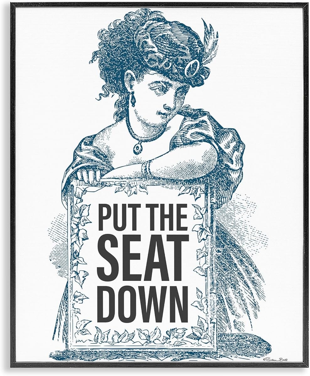 Stupell Industries 'Put The Seat Down Vintage', Framed Giclee Art, Black, 11 x 14
