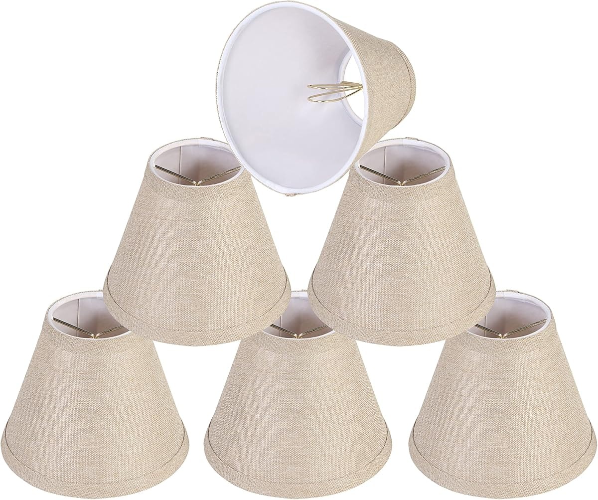 Aspen Creative 51010-6, Empire Clip-On Chandelier Lamp Shade, Medium Brown, 3" Top X 6" Bottom X 5" Slant Height, Set of 6