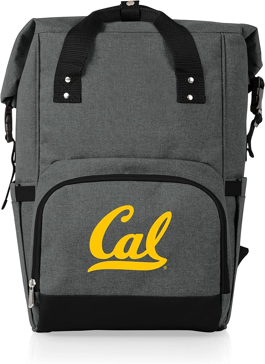 Picnic TIME NCAA Cal Bears OTG Roll-Top Cooler Backpack, Hiking Backpack Cooler, Soft Cooler Bag, (Heathered Gray)