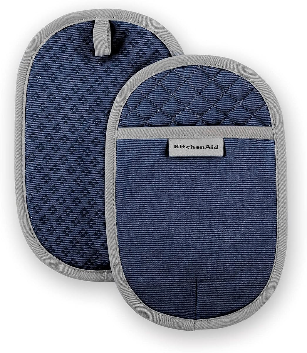 KitchenAid Asteroid Pot Holder 2-Pack Set, Blue Willow, 6.5"x10"