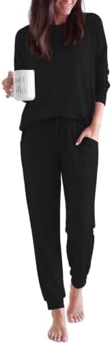Ekouaer Pajamas for Women Set 2 Piece Long Sleeve Pjs Casual Lounge Sets