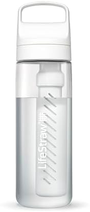 LifeStraw Go Series – BPA-Free Water Filter Bottle for Travel and Everyday use removes Bacteria, parasites and microplastics, Improves Taste, 22oz; Clear