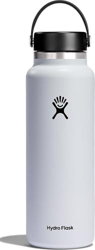 Hydro Flask Water Bottle - Insulated Stainless Steel - Wide Mouth Flex Lid, Non Spill, Leakproof and Refillable in 40 Oz