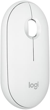 Logitech Pebble Mouse 2 M350s Slim Bluetooth Wireless Mouse, Portable, Lightweight, Customizable Button, Quiet Clicks, Easy-Switch for Windows, macOS, iPadOS, Android, Chrome OS - Tonal White
