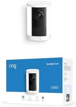 Ring Spotlight Cam 2K (newest model), Battery, Home or business security, Wide-Angle Retinal 2K Video, 6x Enhanced Zoom, Motion-Activated Spotlights, White