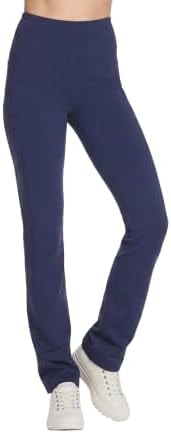 Skechers Women's Go Walk High Waisted Pant Joy – 4-Way Stretch, Moisture-Wicking, Layered Waistband, Navy, Medium Petite