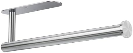 Auxmir Under Cabinet Paper Towel Holder, Self Adhesive or Screws Wall Mount, Thicken 304 Stainless Steel Kitchen Roll Rack, Fits Mega Rolls, for Kitchen Bathroom Fridge Pantry RV,Silver